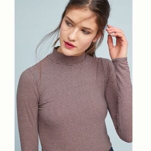Striped Long Sleeve Mock Neck Top